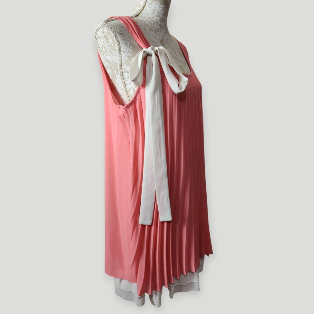 Summer Soft Girl Coral Pleated Swing Dress Size Large